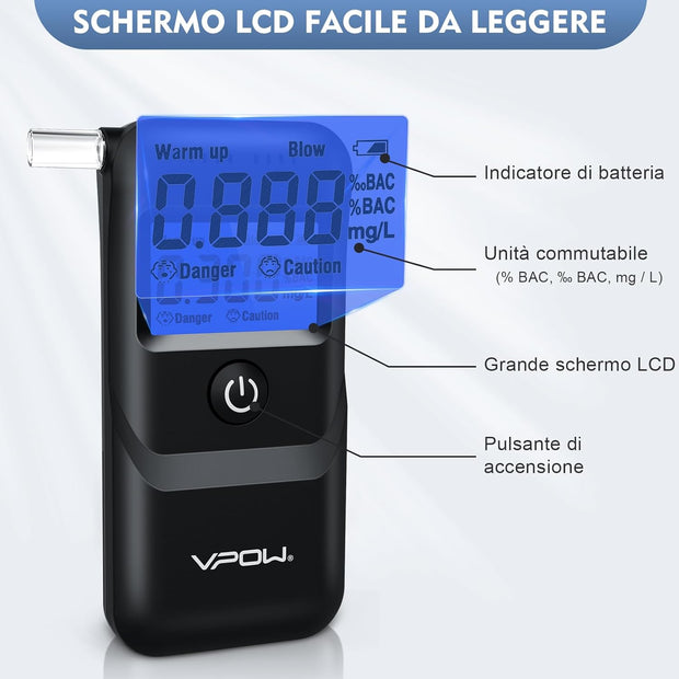 VPOW Etilometro Portatile Certificato