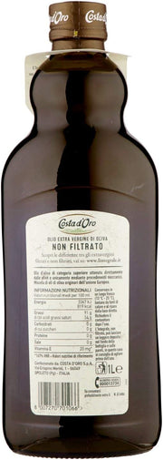 5 Litri | Costa d'Oro l'Integrale Olio Extra Vergine di Oliva Non Filtrato Naturale