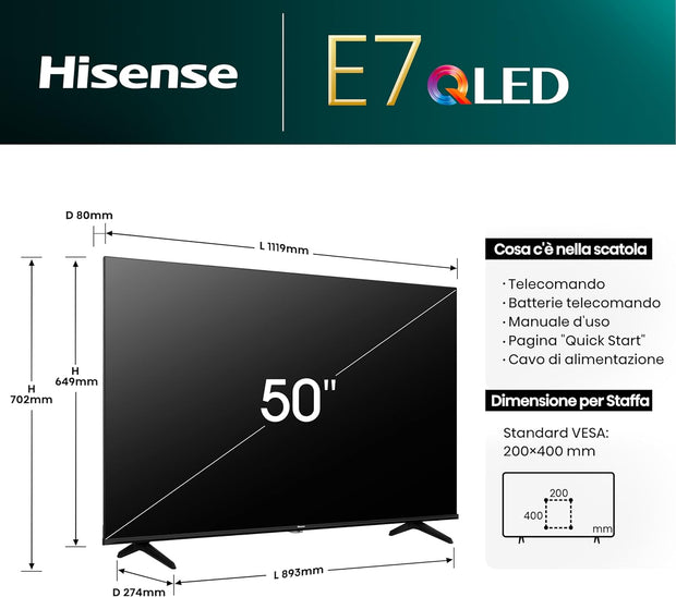 Hisense TV 50" QLED 4K Smart TV