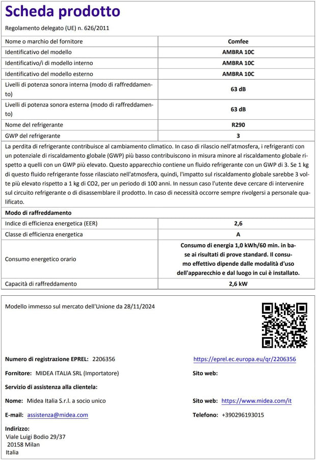 Condizionatore Portatile Comfee 7000 BTU – Pronto all'Uso