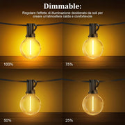 Catena Luminosa da Esterno – 15 Metri con Telecomando e 19 Lampadine LED