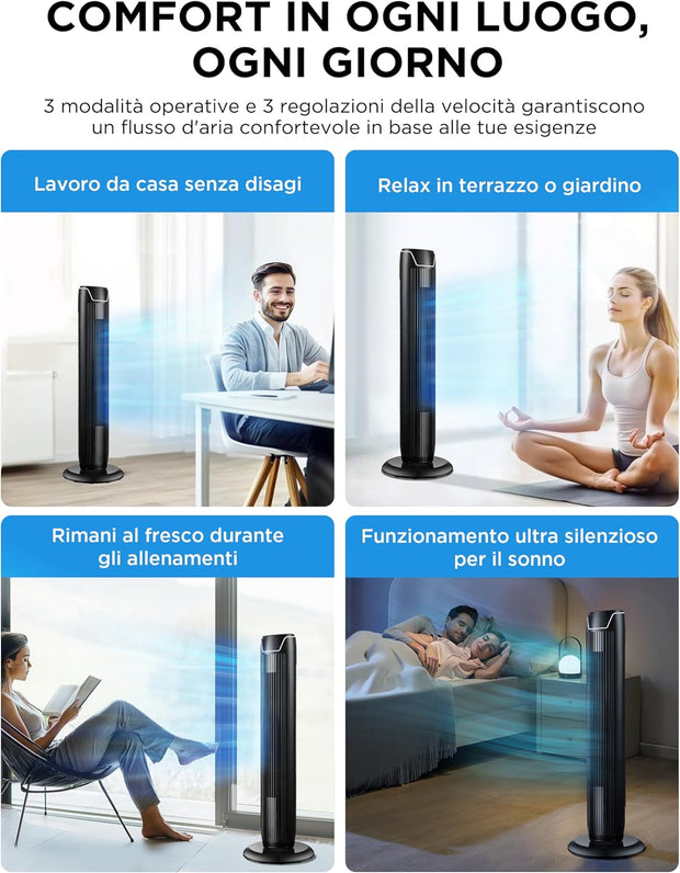 Midea – Ventilatore a Colonna Slim con Telecomando